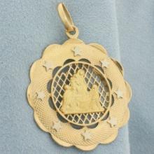 Ave Maria Mary Magdalene And Jesus Pendant In 18k Yellow Gold