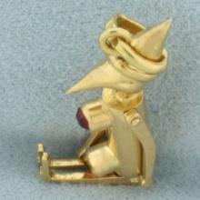 Mechanical Movable Pinocchio Charm Or Pendant In 18k Yellow Gold