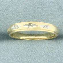3 Stone Diamond Wedding Or Anniversary Band Ring In 14k Yellow Gold