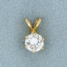 Over 1/2ct Solitaire Diamond Pendant In 14k Yellow Gold