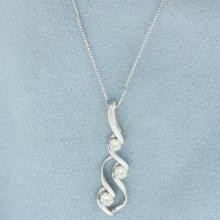 Designer Sirena Diamond Pendant On Box Link Chain Necklace In 14k White Gold