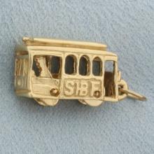 Mechanical Cable Car Pendant In 14k Yellow Gold