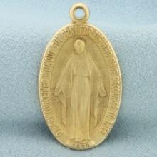 Miraculous Mary Magdelin Religious Pendant In 14k Yellow Gold