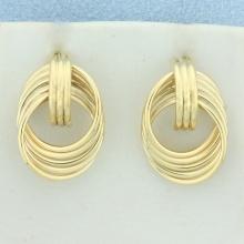 Doorknocker Knot Design Earrings In 14k Yellow Gold