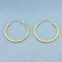 Diamond Cut Squared Edge Hoop Earrings In 14k Gold Plated Sterling Silver