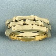 Bamboo Design Band Ring In 14k Yellow Gold