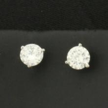 Gia Certified 1ct Tw Diamond Stud Earrings In Platinum Martini Settings