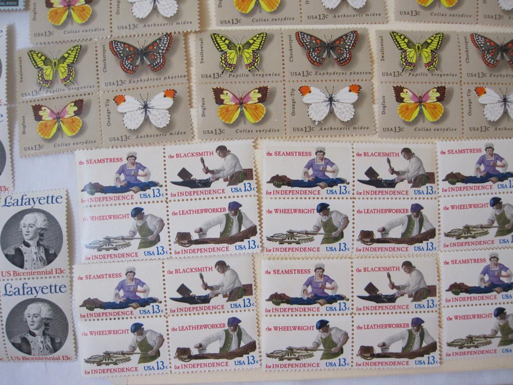 Lot of US 13 Cent Postage Stamps including 50th Anniversary of Solo Transatlantic Flight 1977, 1977