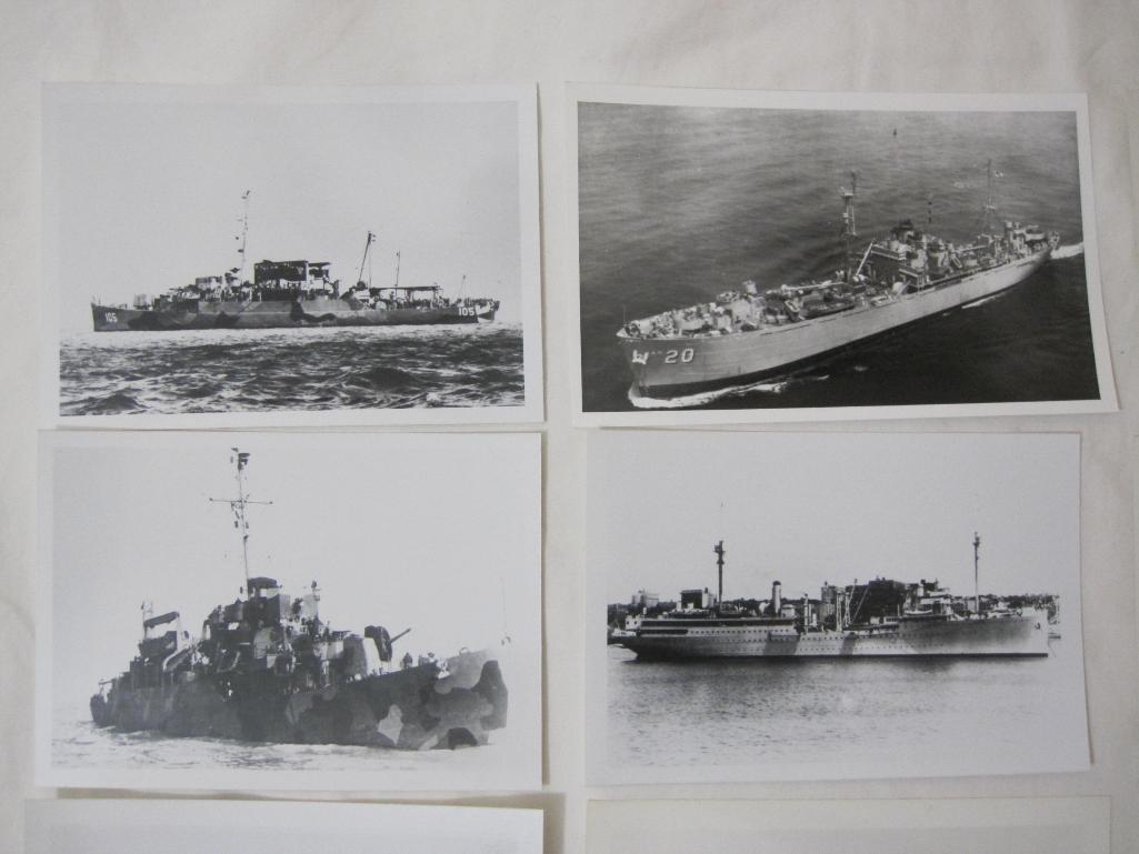 Lot of 12 vintage black and white Warship photographs, including Medusa, Navarro, Monrovia and