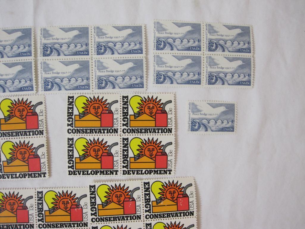 Lot of US 13 Cent Postage Stamps including Energy Conservation, US Bicentenial Stamps, Captn James