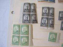 Lot of Vintage US Postage Stamps from 1916-1935 including Harding 1 1/2 cent stamps, McKinley 7 cent