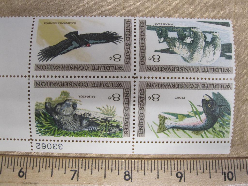 One block of four 8-cent Wildlife Conservation US Stamps, #s1427-1430