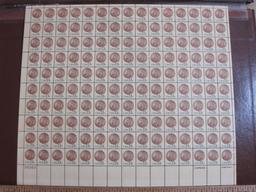 Full sheet of 100 1978 13 cent Indian Head Penny US postage stamps, Scott # 1734