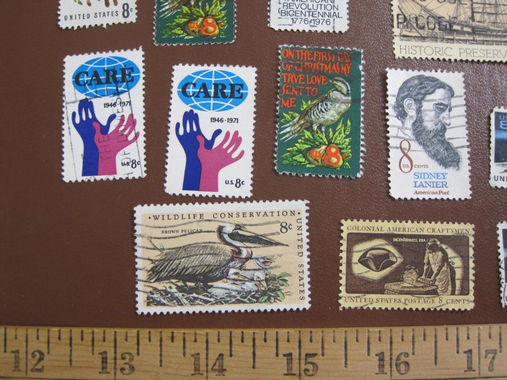 Lot of 20 + assorted cancelled 8 cent commemorative US postage stamps including 1951 John Sloan,