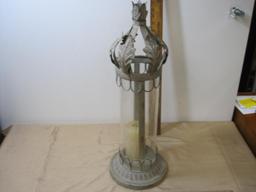 Glass and Metal Lantern, 23" high with an 8" base