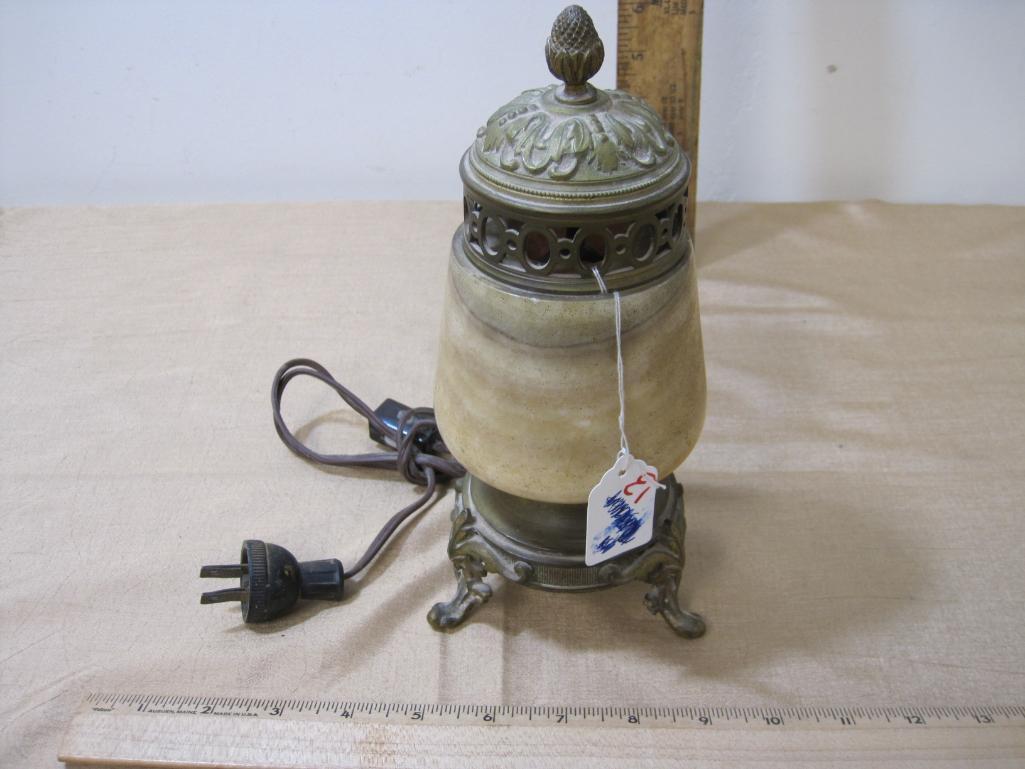 Vintage Brass and Stone Table Lamp