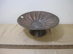 Hammered Copper Birdbath/Raised Tray, approx 11 inches in diameter