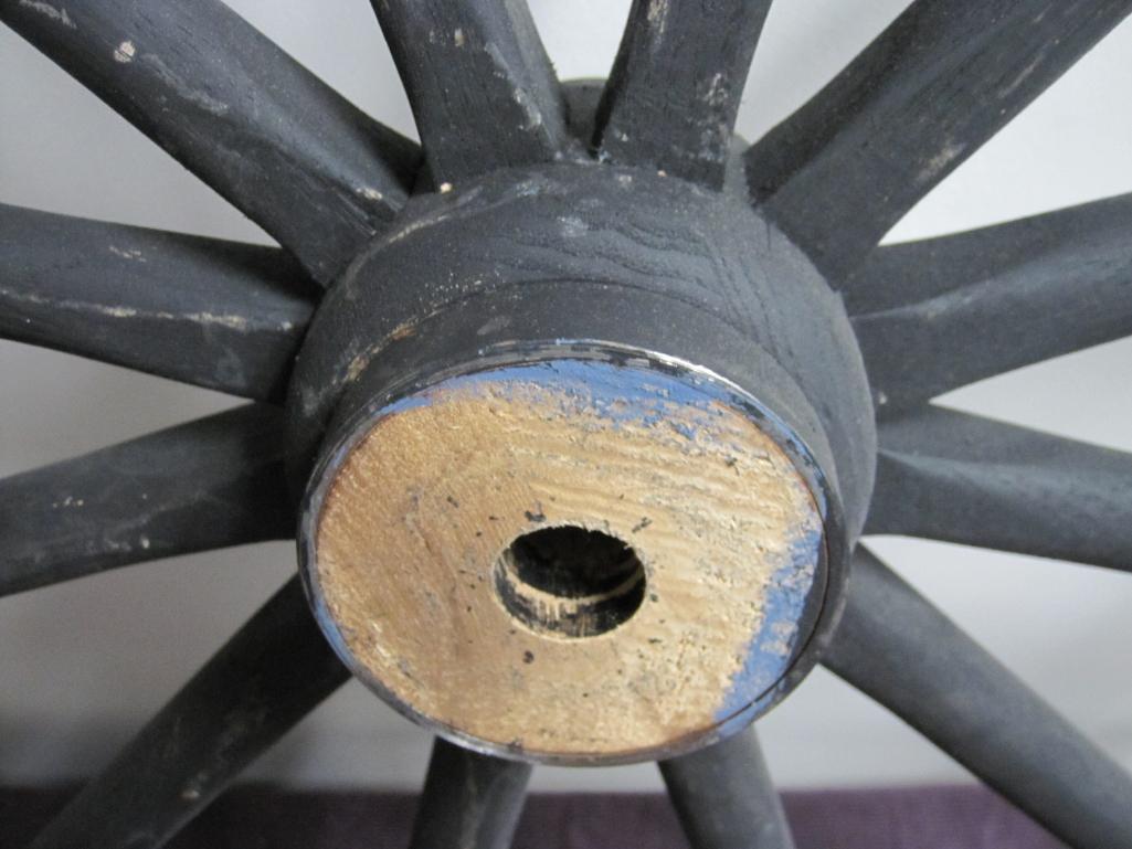 Wooden Wagon Wheel with Hub, approx 31 inches in diameter