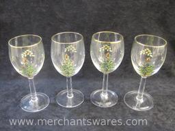 Spode Christmas Tree Set of 4 All Purpose Wine Glasses in Original Box, 2 lbs 1 oz