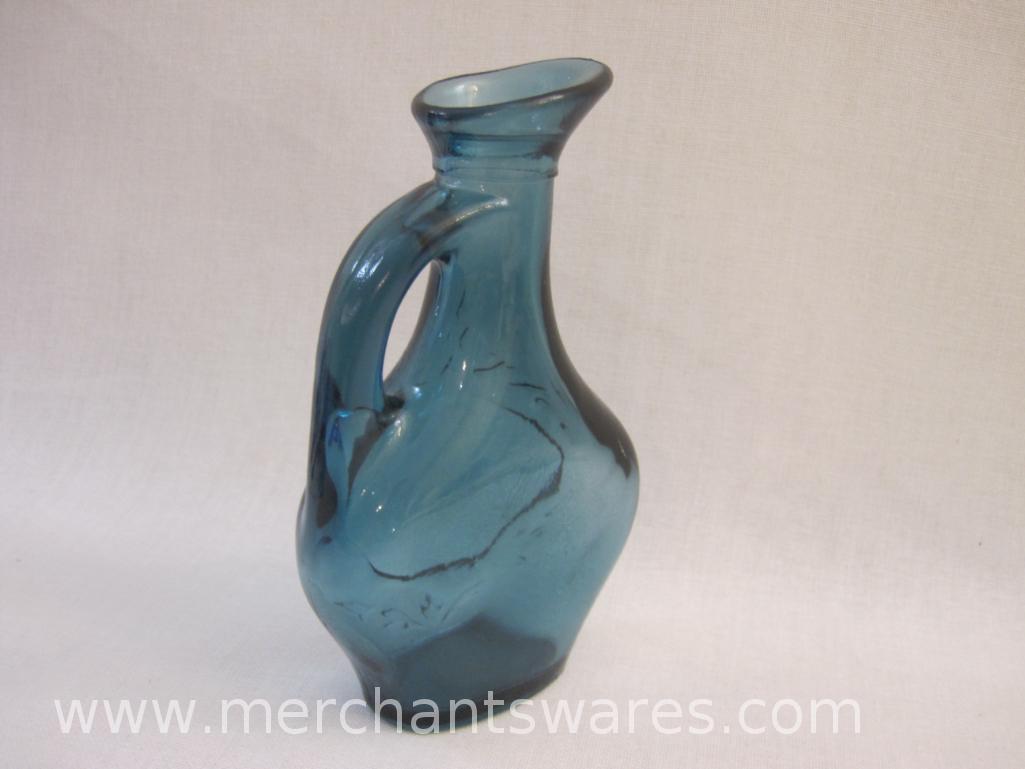 Five Assorted Blue Glass Bottles, Vase and more, 2 lbs 2 oz