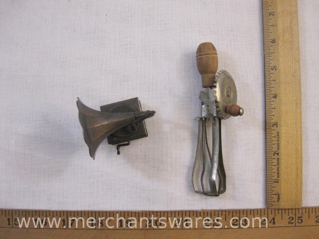 Two Miniature Items including Japan Beater and Victrola Pencil Sharpener (Hong Kong), 4 oz