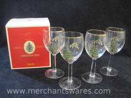 Spode Christmas Tree Set of 4 13 oz Wine Glasses in Original Box, 2 lbs 1 oz