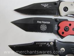 Three Lock Blade Folding Knives includes 2 Colt Knives, Fire Fighter and Python II with Appalachian