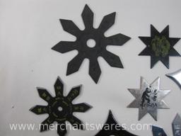 Assorted Throwing Stars and Shuriken in Whitetail Print Tin Box, 1 lb 5 oz
