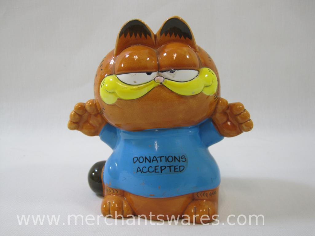 Garfield Donations Accepted Ceramic Coin Bank, 1978-1981 United Feature Syndicate Inc., Enesco, 13