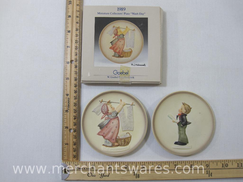 Two Hummel Goebel Miniature Plates, The Little Music Maker #743, 1983, and Little Homemakers #746,
