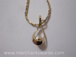 24 KT Gold Filled 23 Inch Necklace with 14 KT Gold Captured Pearl Pendant