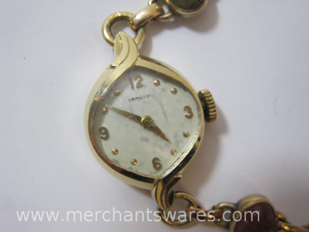 Vintage Hamilton Gold Filled Scarab Watch, Mechanical Wind Mechanism is working, keeps time.