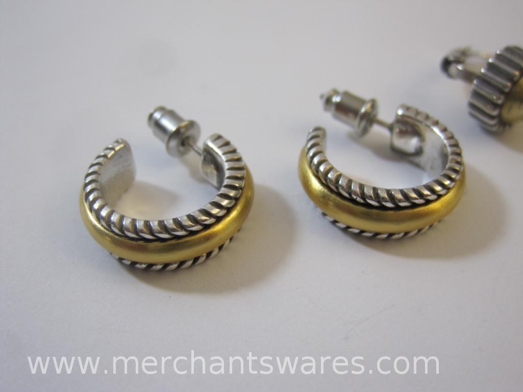Lot of Pieced Earrings, Silver and Gold Tone