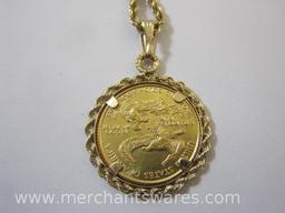 United States Gold Five Dollar Coin with 14K Gold Pendant and Matching 14K Gold Necklace, 12.2 g