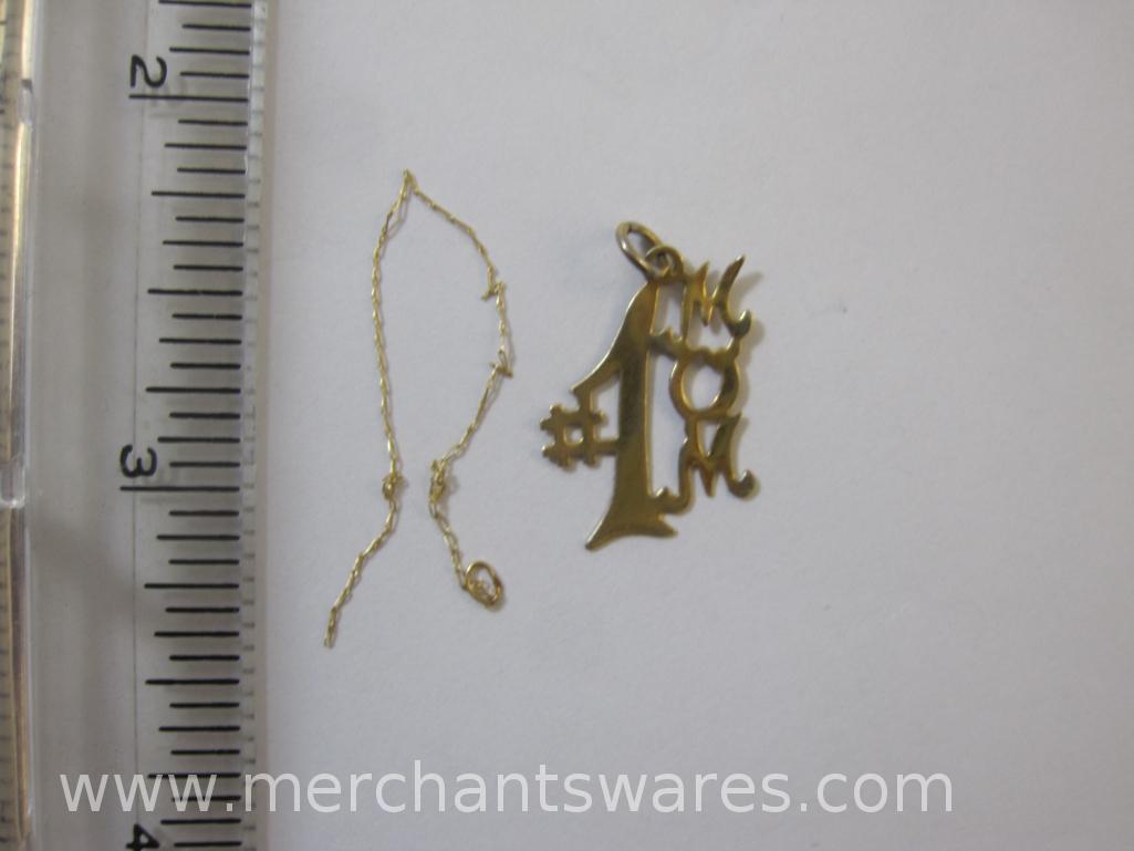 14K Gold Filled #1 Mom Pendant and 14K Broken Chain Piece