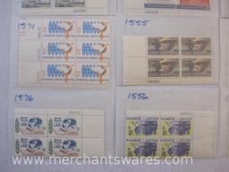 Twelve Blocks of US Postage Stamps including 10c World Peace Through Law (1576), 10c International