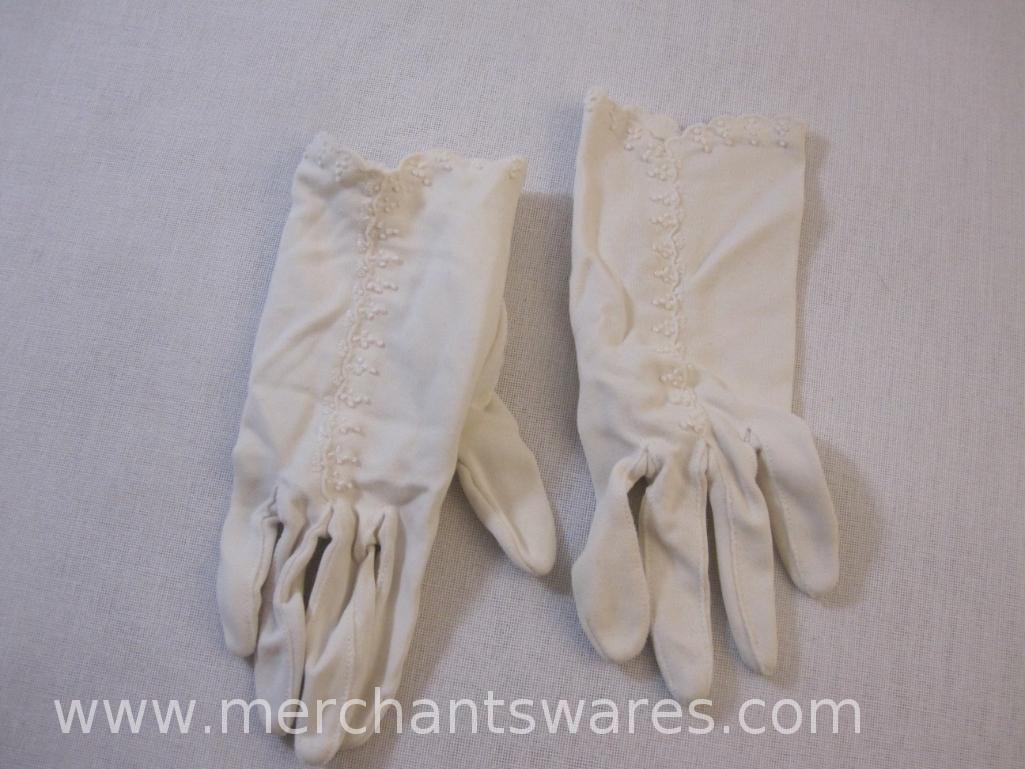 Vintage Neutral Colored Women's Dress Gloves, mostly nylon, see pictures, 7 oz