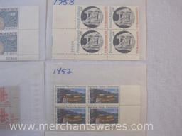 Twelve Blocks of Four US Postage Stamps including 22c Cats (2372-2375), 10c The Legend of Sleepy