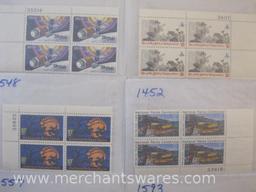 Twelve Blocks of US Postage Stamps including 8c Peace Corps (1447), 11c Freedom of the Press (1593),