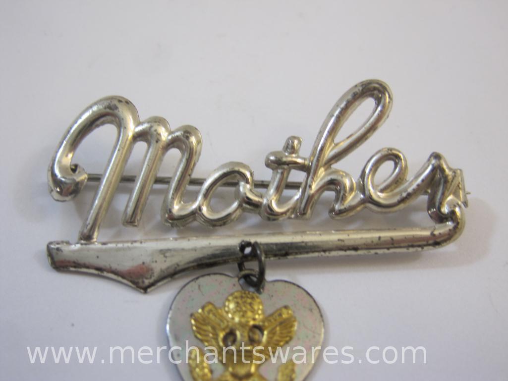 Sterling Silver WWII Mother of Soldier Pin/Brooch, 3.1 g total weight