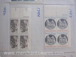 Twelve Blocks of US Postage Stamps including 8c Prevent Drug Abuse (1438), 15c Wildlife Conservation