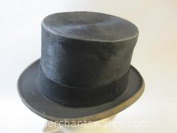 Vintage Sakks Fifth Ave Beaver Fur Top Hat, 7 oz