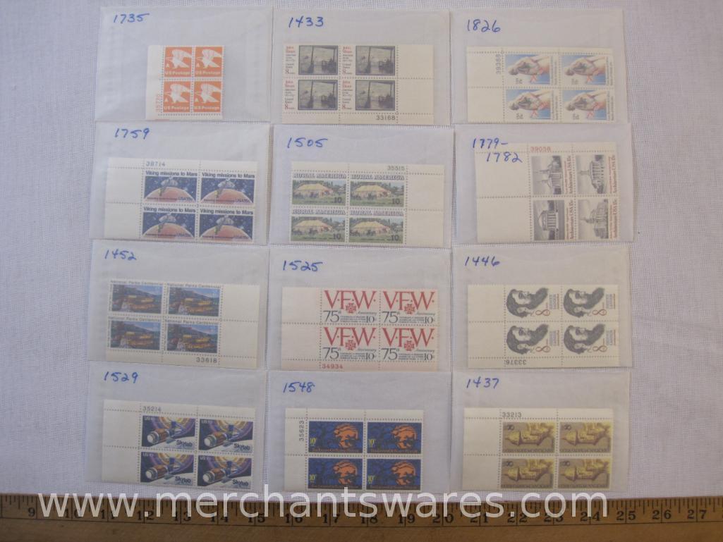 Twelve Blocks of US Postage Stamps including 8c San Juan Puerto Rico (1437), 8c John Sloan (1433),