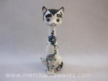 Vintage Made in Japan Ceramic Skinny Cat Figure, Embassy Quality Products, 5 oz
