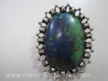 Sterling Silver Pin with Blue/Green Stone