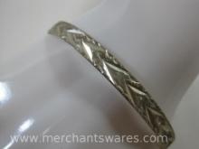 Vintage .925 Silver Diamond Cut Slip On Bangle Bracelet
