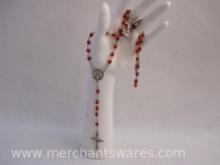 Vintage Red Glass Beaded Rosary