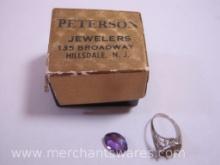 Size 1 Ring with Detached Purple Gemstone, See Pictures