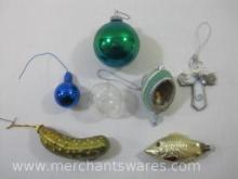 Christmas Glass Balls, Cross and Fish, Foam Egg and Plastic Pickle Ornaments, 2 oz