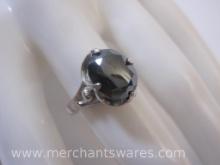 Sterling Silver Ring with Hematite Gemstone, size 6.5, 3.9 g total weight